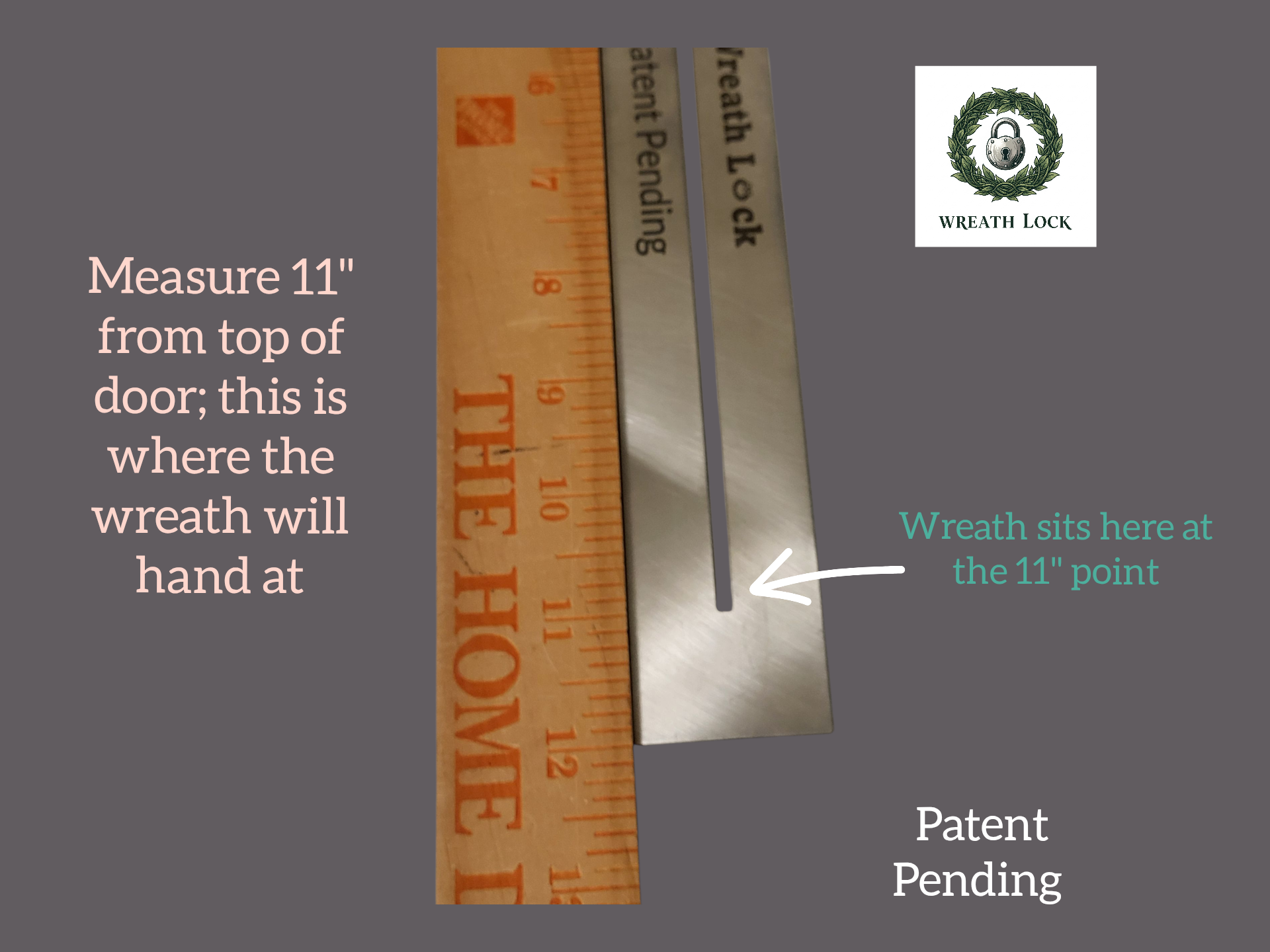 Wreath Lock anti-theft hook with hanging point noted 